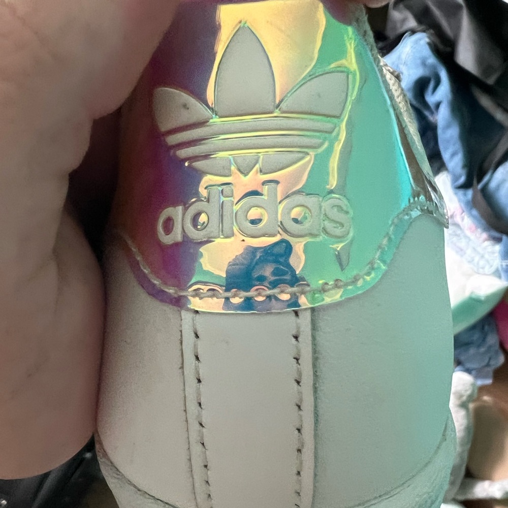 Women iridescent adidas superstars